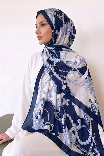 moda selvim شال سكري وكحلي 160IPK758 - Thumbnail