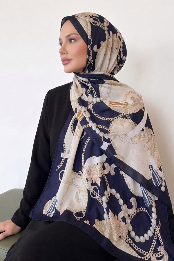 ÜBERMENSCH US MD限定スカーフ BLUE Scarf 160IPK758 Navy Blue - Moda Selvim