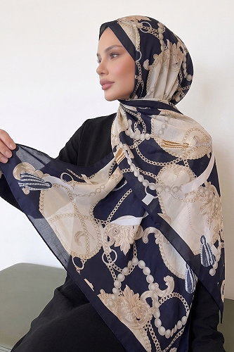 moda selvim شال كحلي 160IPK758 - Thumbnail