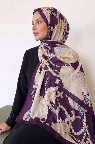 moda selvim شال أرجواني 160IPK758 - Thumbnail