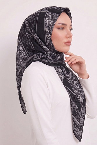 moda selvim إشارب أسود 188AFV475 - Thumbnail