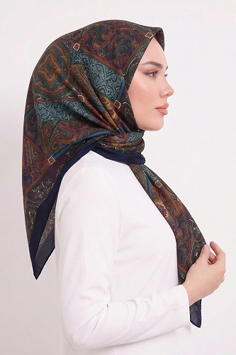moda selvim Scarf 188AFV475 Green & Black - Thumbnail