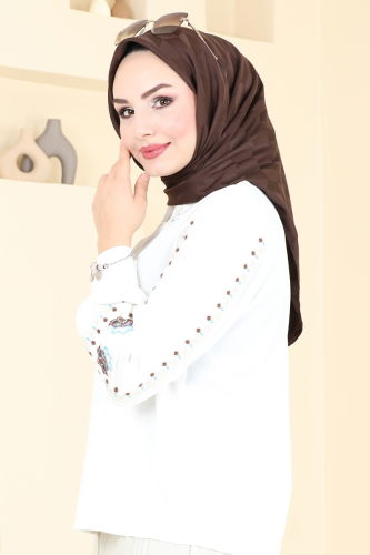 moda selvim إشارب بني 200MDI1081 - Thumbnail