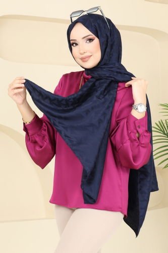 moda selvim Scarf 201MDI1081 Dark Navy Blue - Thumbnail