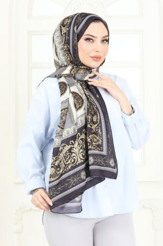 moda selvim Scarf 203MDI1081 Black&Grey - Thumbnail