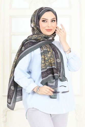 moda selvim Scarf 203MDI1081 Dark Khaki - Thumbnail