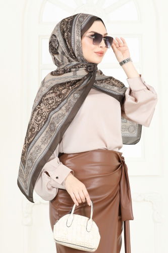 moda selvim Scarf 203MDI1081 Khaki&Vision - Thumbnail