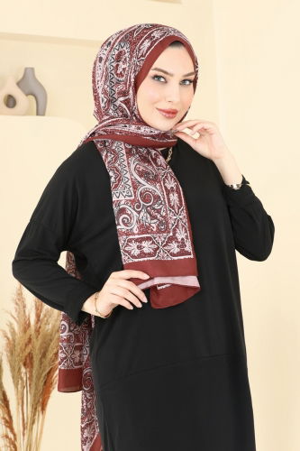 moda selvim Scarf 204MDI1081 Burgundy - Thumbnail