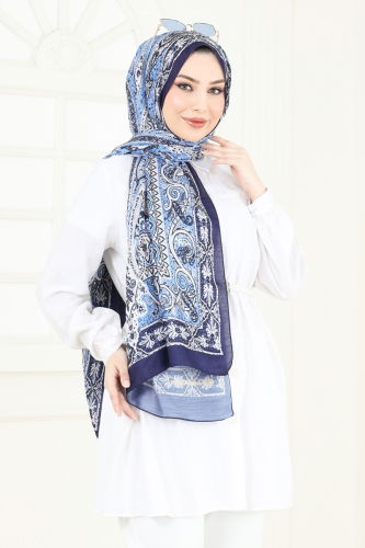 moda selvim Scarf 204MDI1081 Navy Blue - Thumbnail