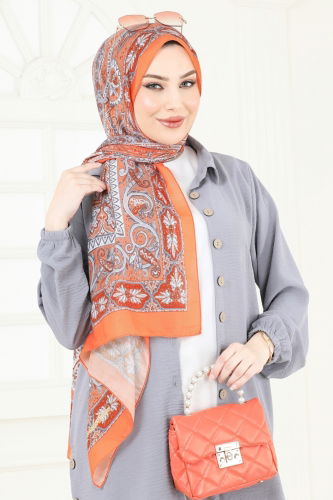 moda selvim Scarf 204MDI1081 Oranj - Thumbnail