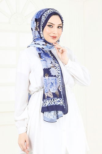 moda selvim شال كحلي غامق 205MDI1081 - Thumbnail