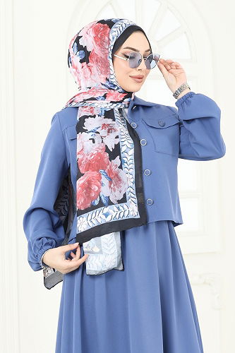 moda selvim شال ازرق 205MDI1081 - Thumbnail