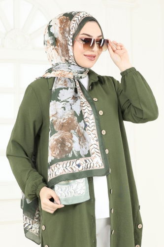 moda selvim Scarf 205MDI1081 Khaki - Thumbnail