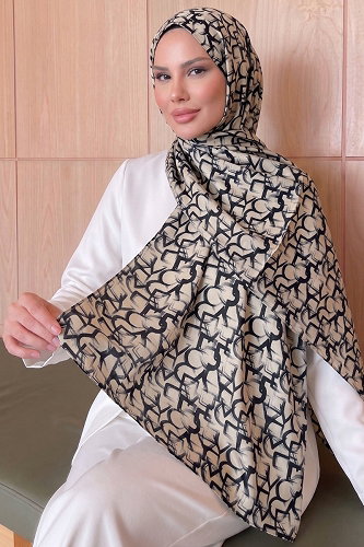 moda selvim Scarf 207AFV475 Ecru & Black - Thumbnail