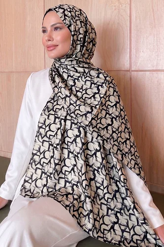 moda selvim شال سكري واسود 207AFV475 - Thumbnail