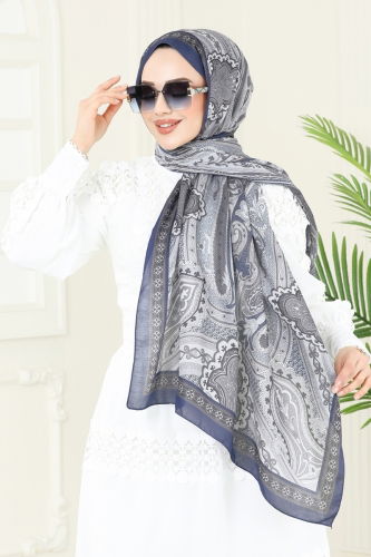 moda selvim شال كحلي 207MDI1081 - Thumbnail