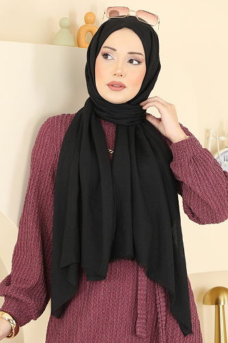 moda selvim شال أسود 208MDI1081 - Thumbnail