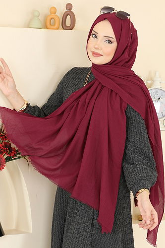 moda selvim Scarf 208MDI1081 Burgundy - Thumbnail
