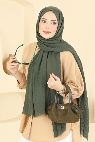 moda selvim Scarf 208MDI1081 Khaki - Thumbnail