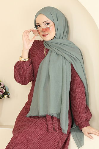 moda selvim شال أخضر باهت 208MDI1081 - Thumbnail