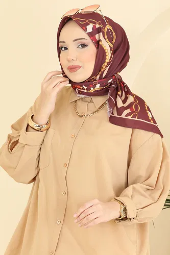 moda selvim Scarf 209MDI1081 Burgundy - Thumbnail