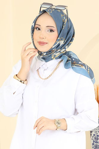moda selvim إشارب ازرق 209MDI1081 - Thumbnail