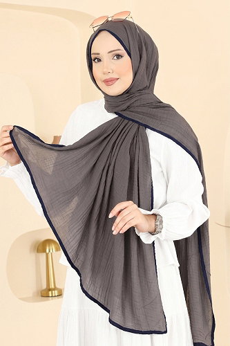 moda selvim Scarf 212MDI1081 Anthracite&Navy Blue - Thumbnail