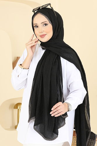 moda selvim Scarf 212MDI1081 Black - Thumbnail