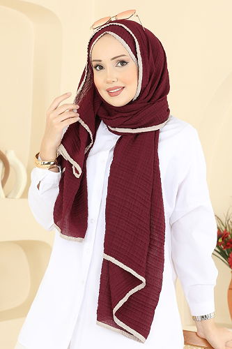 moda selvim Scarf 212MDI1081 Burgundy - Thumbnail