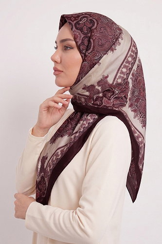 moda selvim Scarf 216AFV475 Burgundy - Thumbnail