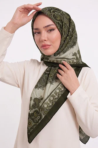 moda selvim Scarf 216AFV475 Dark Khaki - Thumbnail