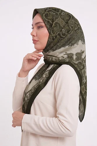 moda selvim Scarf 216AFV475 Dark Khaki - Thumbnail