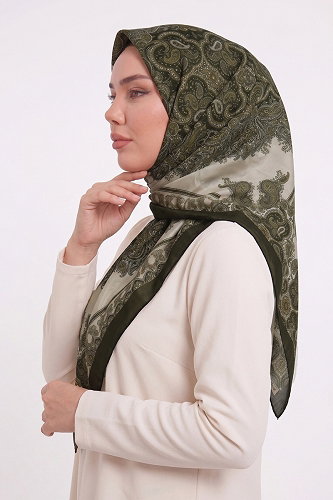 moda selvim إشارب أخضر عفني غامق 216AFV475 - Thumbnail