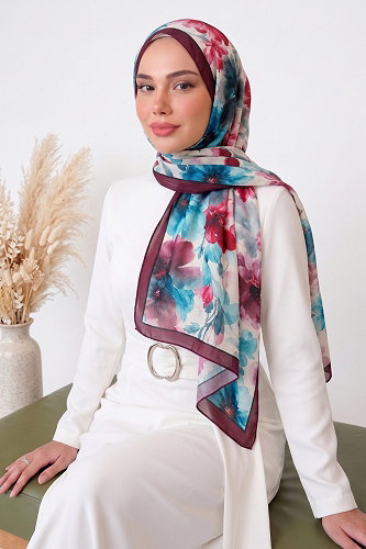moda selvim Scarf 218MDI1081 Burgundy - Thumbnail