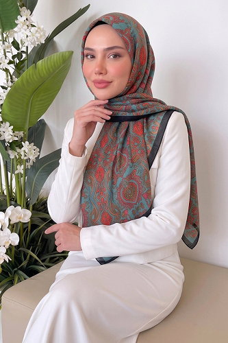 moda selvim Scarf 219MDI1081 Emerald & Black - Thumbnail