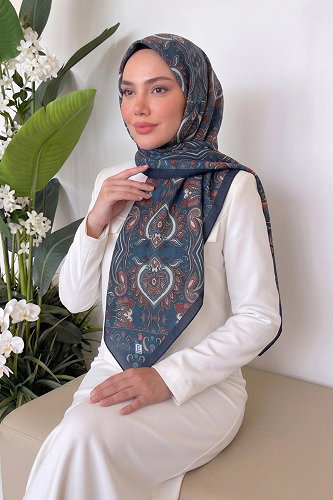 moda selvim إشارب كحلي 219MDI1081 - Thumbnail