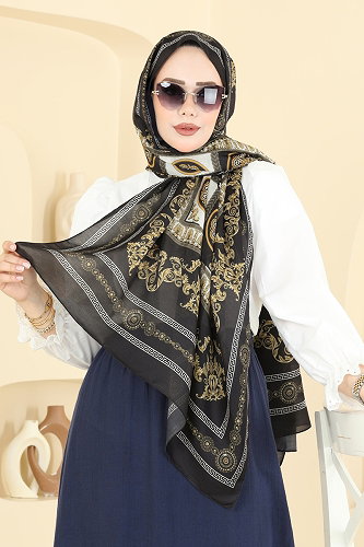 moda selvim شال أسود 308AFV475 - Thumbnail