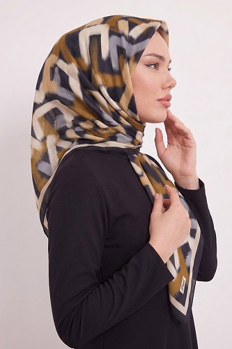 moda selvim إشارب أسود وبيج 314AFV475 - Thumbnail