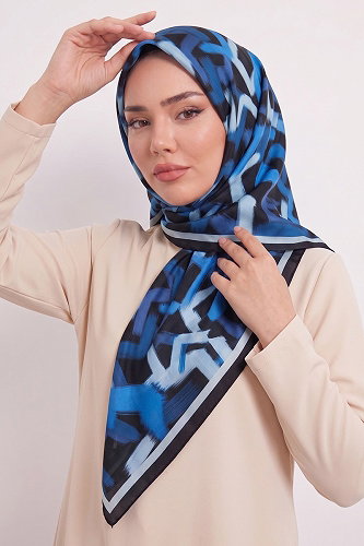 moda selvim إشارب كحلي وأزرق 314AFV475 - Thumbnail