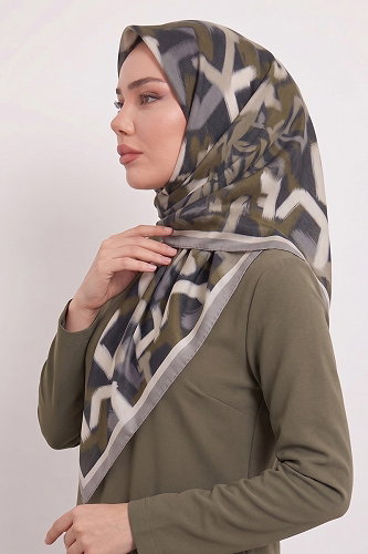 moda selvim إشارب بيج ورمادي 314AFV475 - Thumbnail
