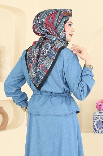 moda selvim إشارب أسود 316AFV475 - Thumbnail