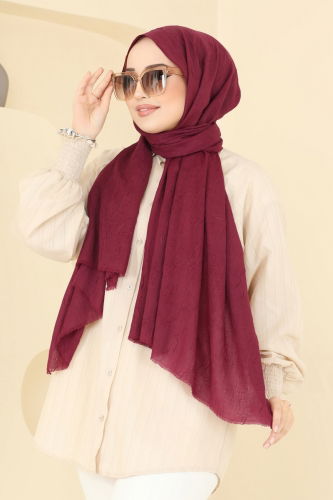 moda selvim Scarf 500ERB1087 Burgundy - Thumbnail