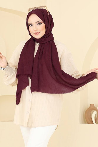 moda selvim Scarf 500ERB1087 Burgundy - Thumbnail