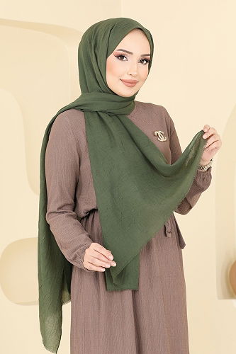 moda selvim Scarf 500ERB1087 Khaki - Thumbnail