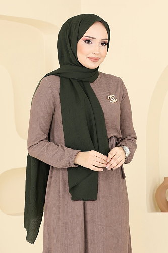 moda selvim شال اخضر عفني 500ERB1087 - Thumbnail