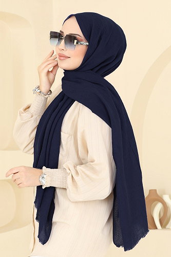 moda selvim Scarf 500ERB1087 Navy Blue - Thumbnail
