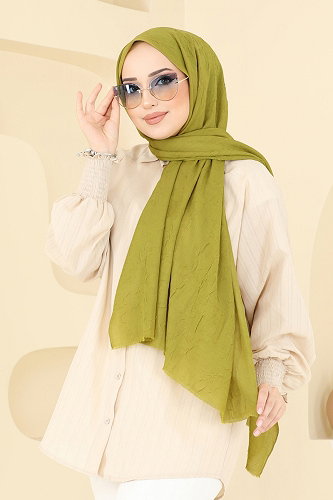 moda selvim Scarf 500ERB1087 Oil Green - Thumbnail