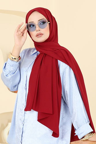 moda selvim Scarf 500MDL873 Burgundy - Thumbnail