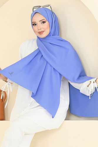 moda selvim شال أزرق غامق 500MDL873 - Thumbnail