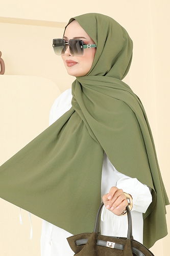 moda selvim شال أخضر داكن 500MDL873 - Thumbnail